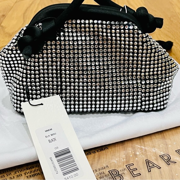 NWT FOLKLORE THE LABEL MINI CRYSTAL POUCH IN BLACK - Picture 3 of 4